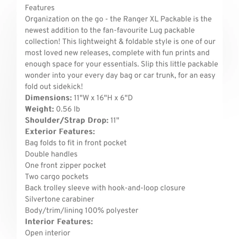 NWT Lug Ranger Packable Tote - Sand - Picture 7 of 8